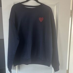 NWOT Navy Sweatshirt with Red Heart size XL